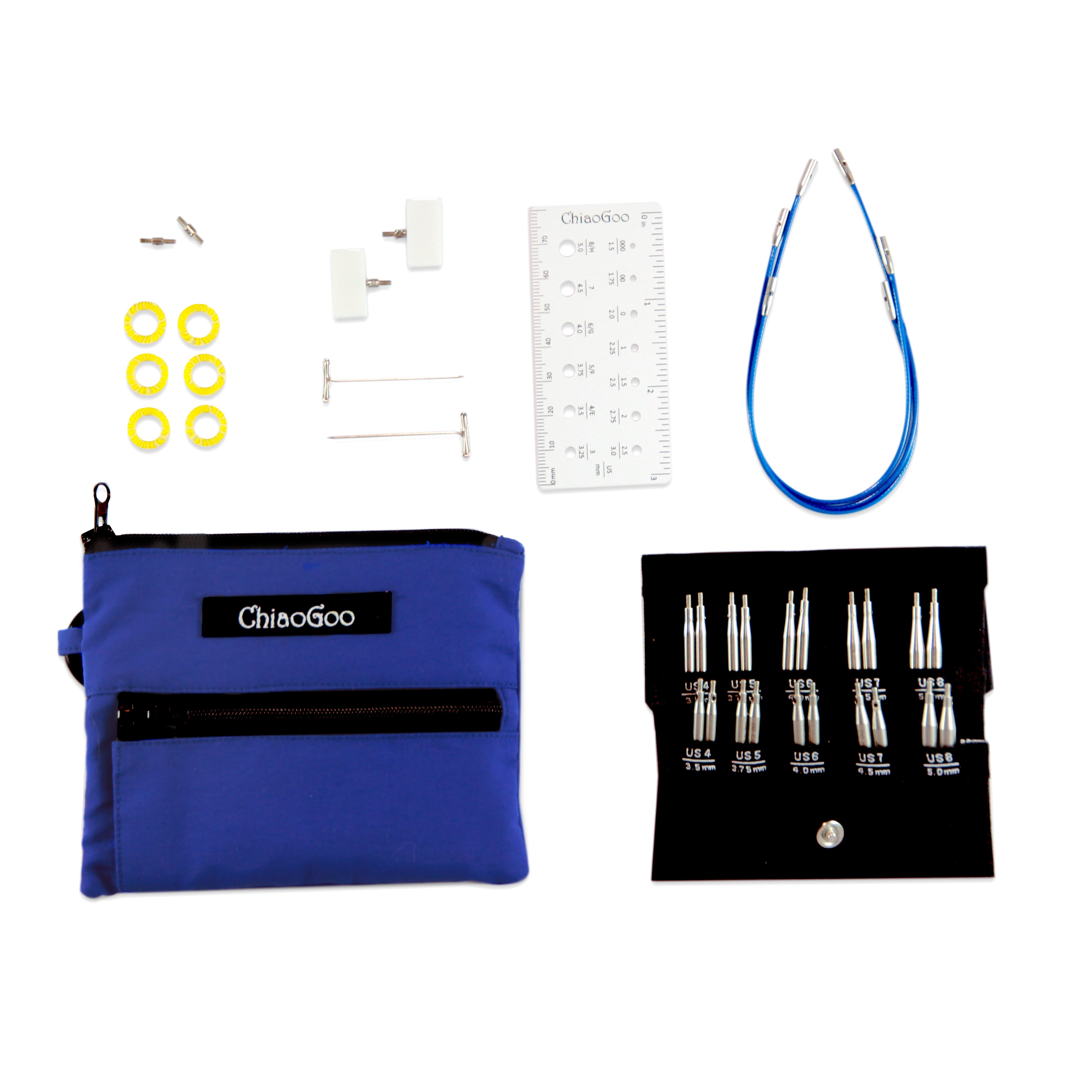 ChiaoGoo TWIST™ SHORTIES™ Set 2" & 3" (5 cm & 8 cm) Tips - Small Needle Set - Blue Case