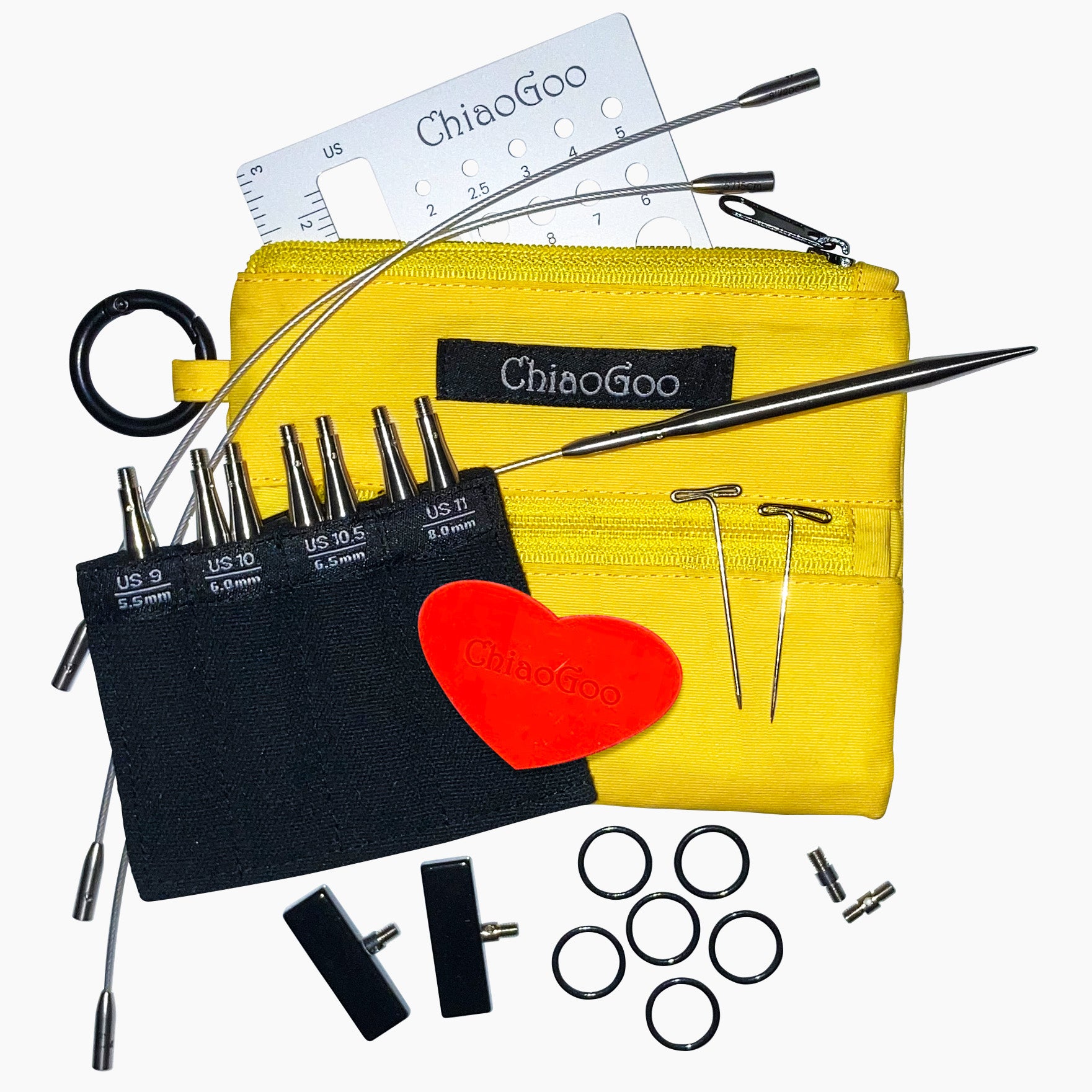 ChiaoGoo TWIST™ SHORTIES™ Set 2" & 3" (5 cm & 8 cm) Tips - Large Needle Set - Yellow Case