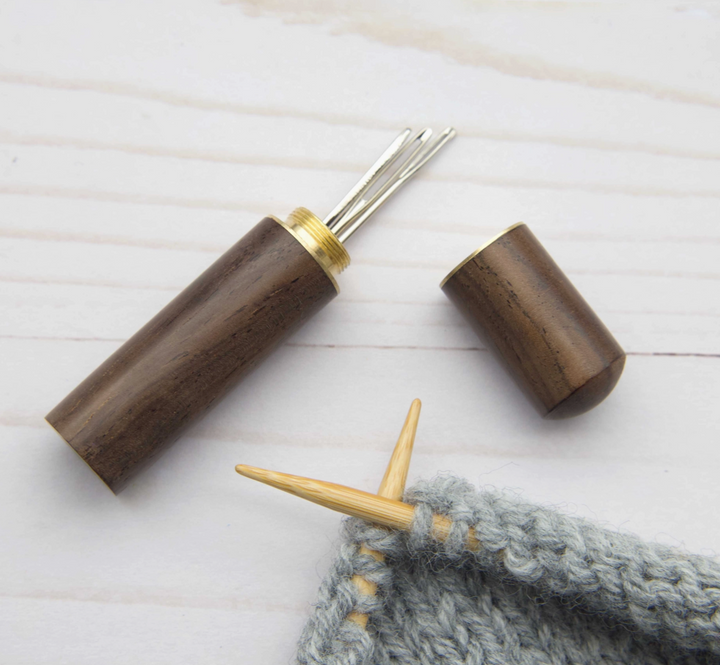 Wooden Darning Needle Case + Needles