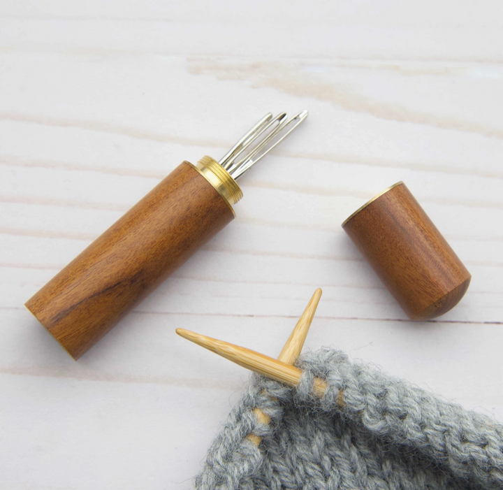 Wooden Darning Needle Case + Needles