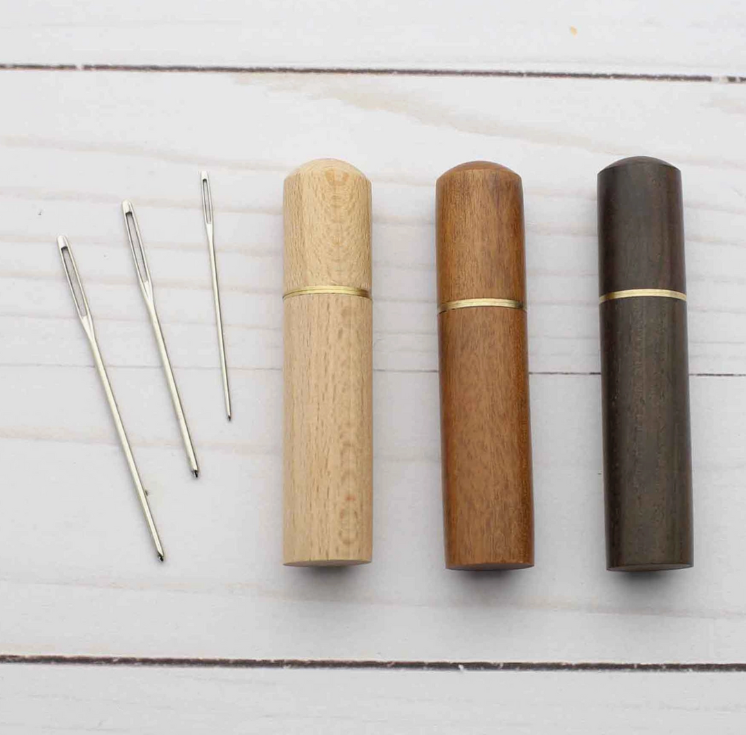 Wooden Darning Needle Case + Needles