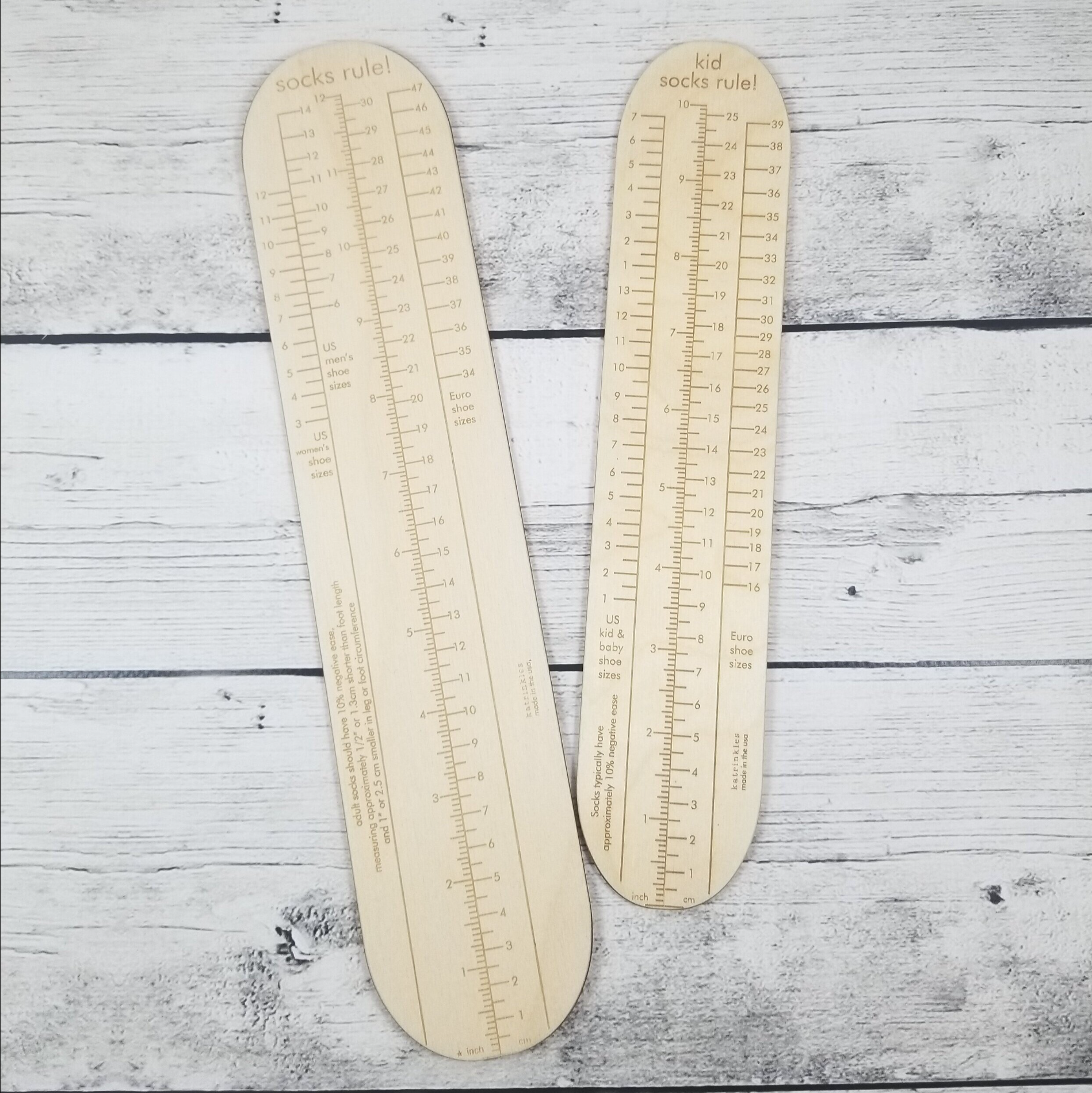 Katrinkles Socks Rule! - Ruler for Measuring Socks - Adult & Kid